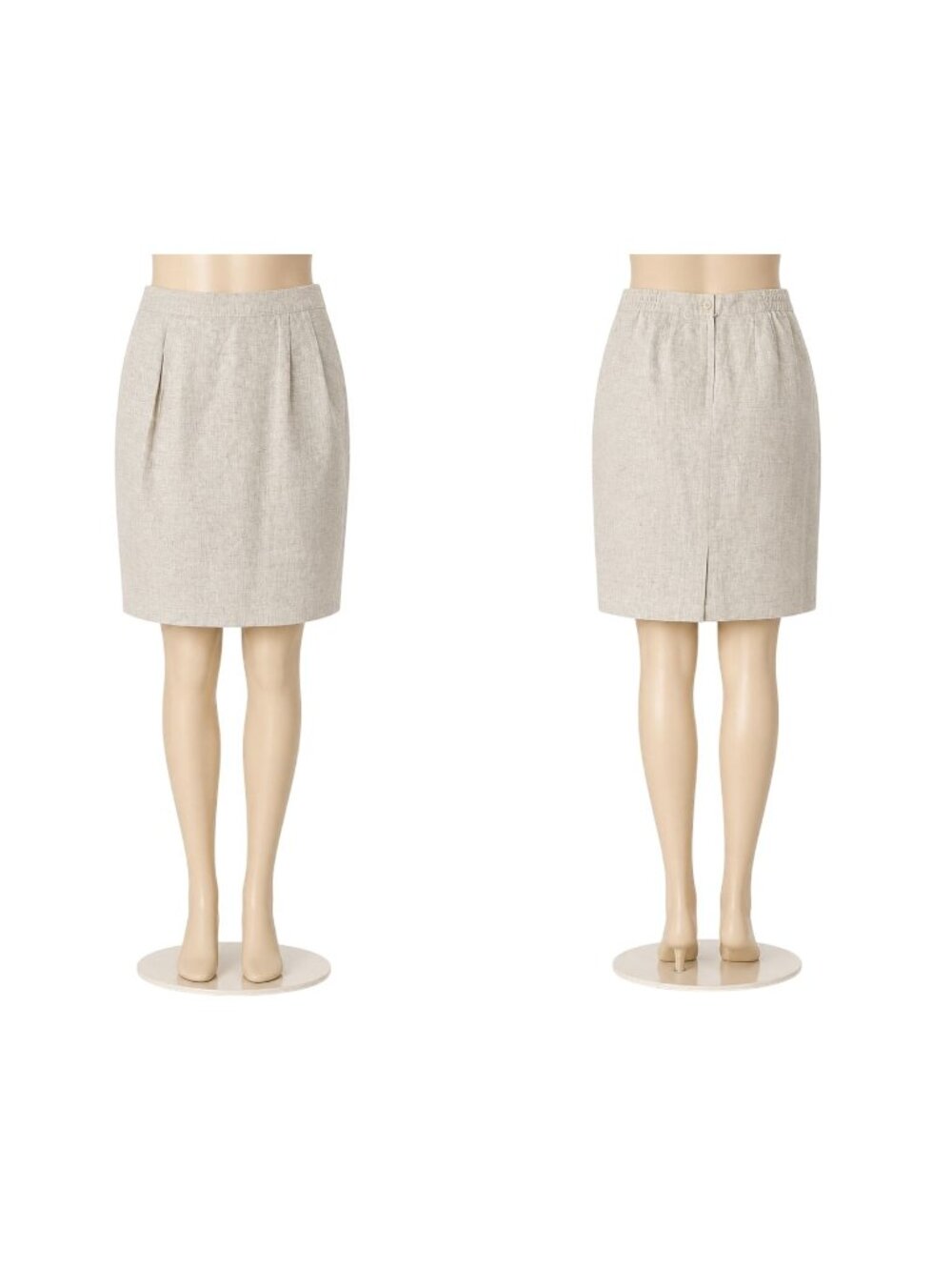 SAG HARBOR Size 14  Beige Skirt  Front Pleats & Back Slit Polyester Blend